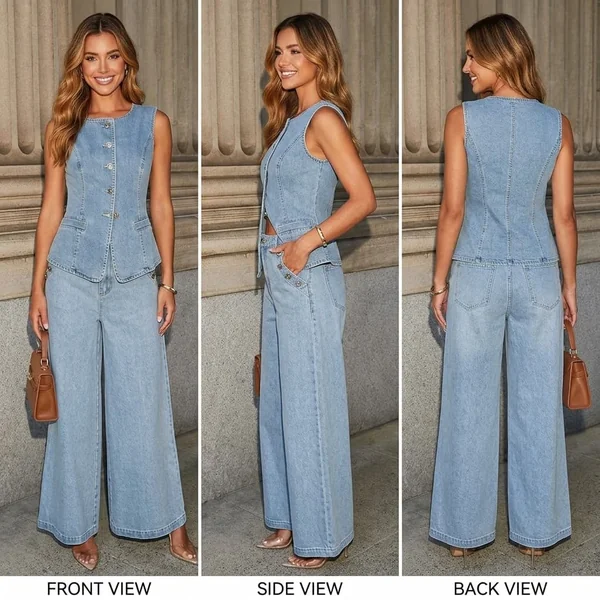Y2K Denim Vest Set