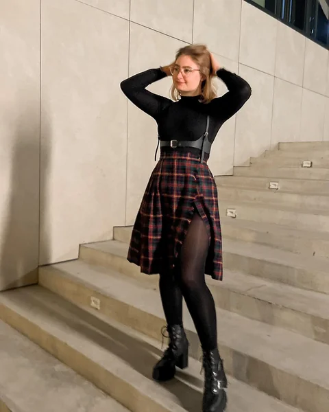 Red Tartan Plaid Skirt Outfit