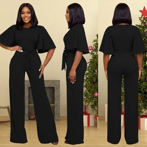 Belted Black Wide-Leg Jumpsuit