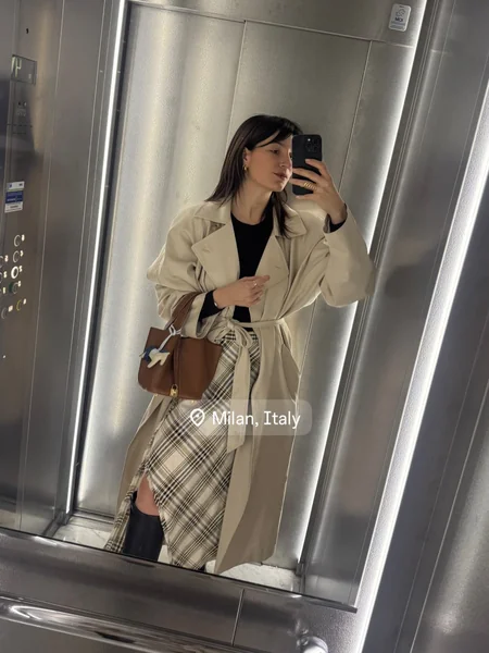 Sophisticated Milanese Trench and Plaid