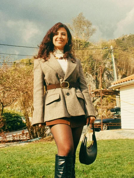 Belted Blazer and Mini Skirt Look