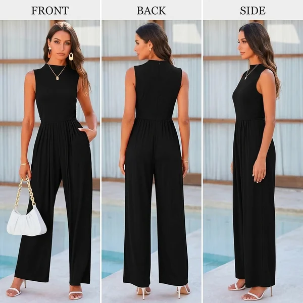 Mock Neck Wide-Leg Jumpsuit