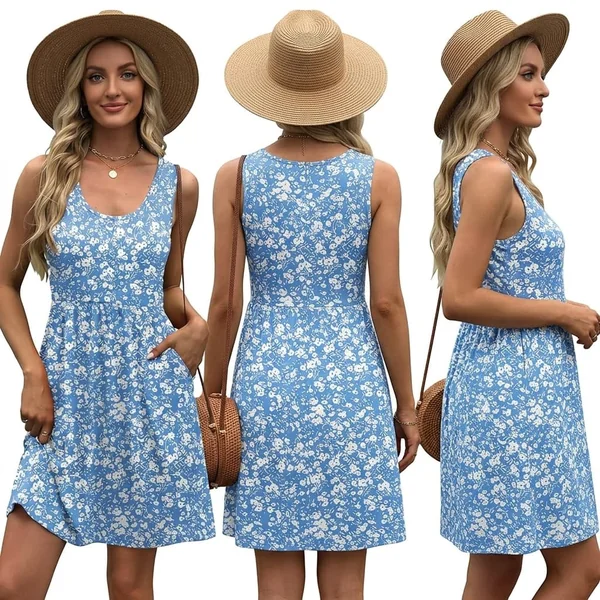 A-Line Sleeveless Sundress with Pockets