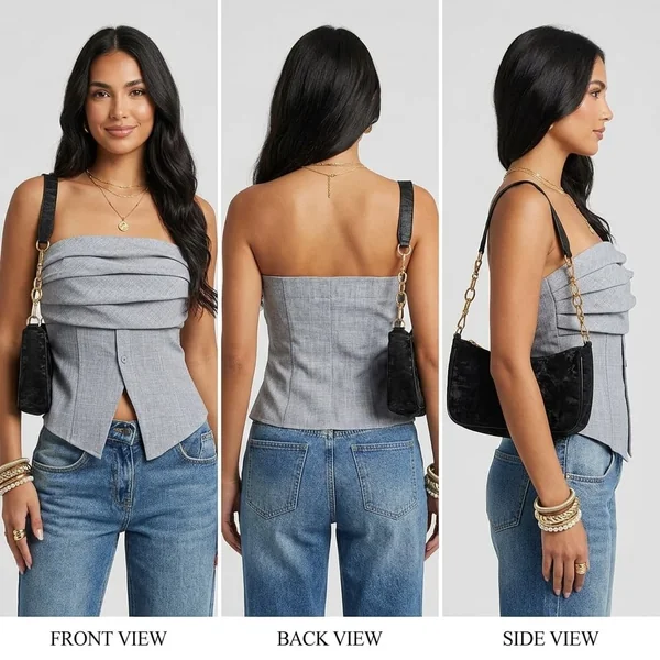 Ruched Strapless Crop Top
