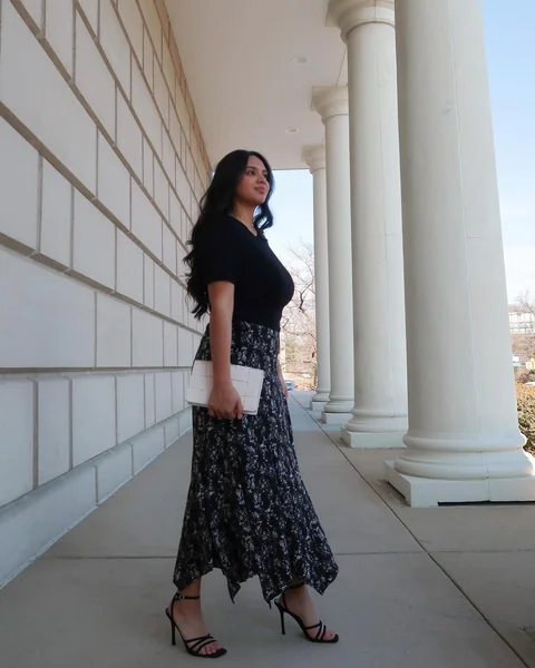 Black Floral Long Skirt Outfit