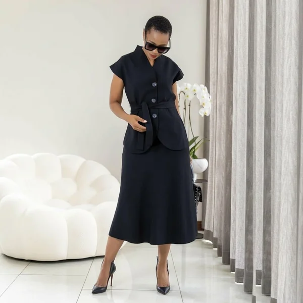 Monochromatic Sculptural Midi Set