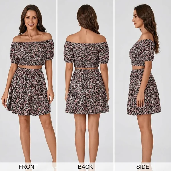 Off-Shoulder Floral Mini Set