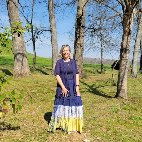 Tiered Dip-Dye Maxi Skirt with Navy Cardigan