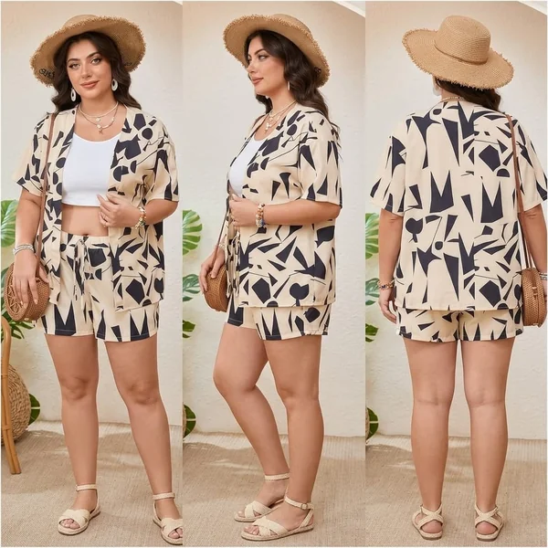 Plus Size Tropical Kimono Set