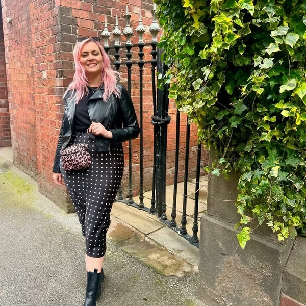 Polka Dot Satin Midi with Edgy Biker Layers