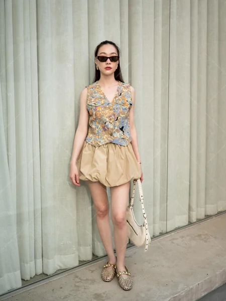 Bubble Mini Skirt with Printed Vest
