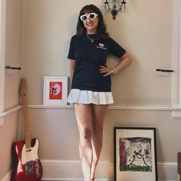 Micro-Pleated White Mini & Indie-Graphic Tee
