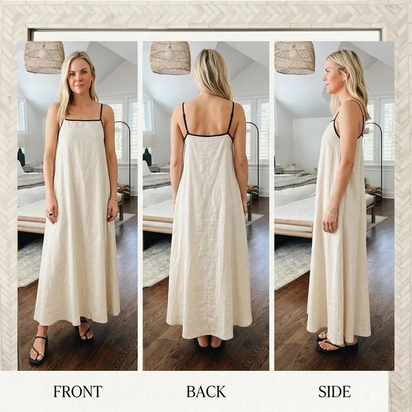 Linen Backless Maxi Dress