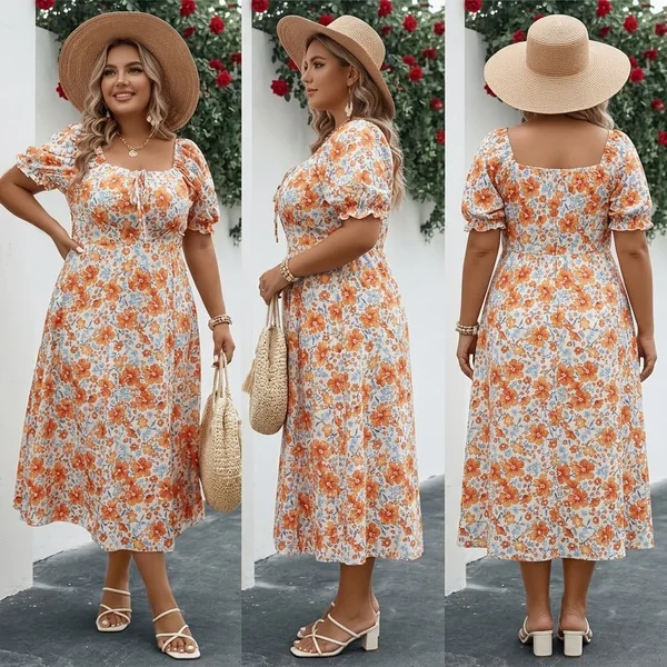 Floral Tie-Front Midi Dress