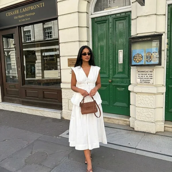 Structured White Midi Skirt and Peplum Vest Set