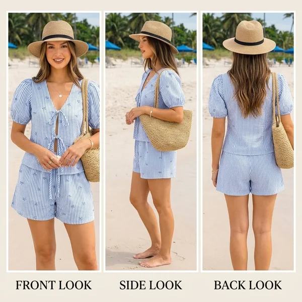 Striped Tie-Front Set