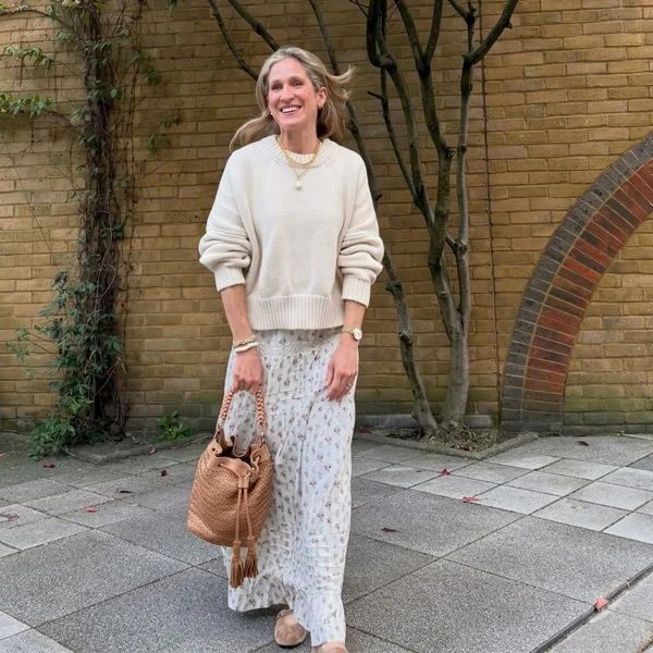 Floral Chiffon Maxi Skirt with Knit Layering