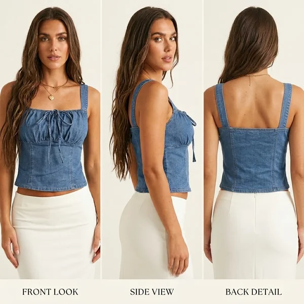 Denim Corset Bow Top