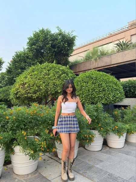 Plaid Mini Skirt with Crop Top
