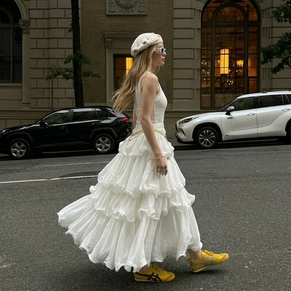 Monochromatic Ruffled Maxi and Street Style Edge