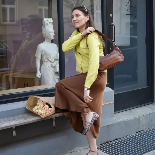 Brown Satin Maxi Skirt