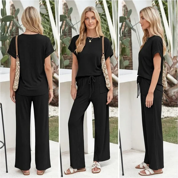 Ribbed Knit Wide-Leg Set