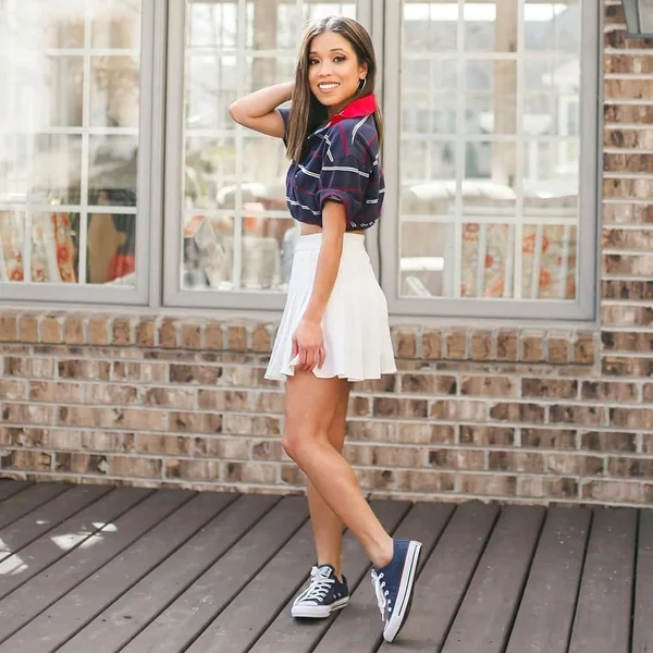 High-Waist Pleated Mini & Cropped Nautical Polo