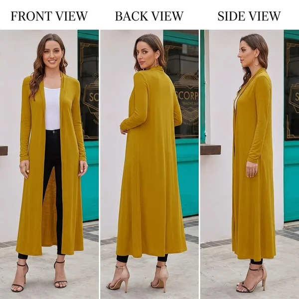 Floor-Length Neutral Duster Cardigan