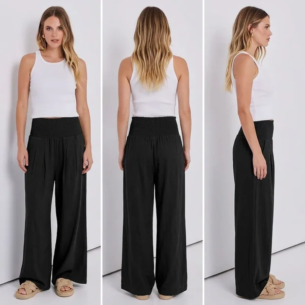 Linen Boho Wide-Leg Pants