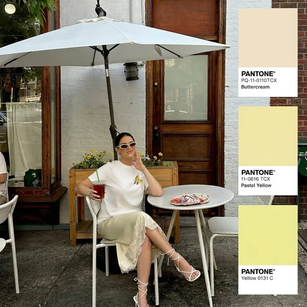 Pastel Yellow Satin Slip Skirt and Graphic Tee