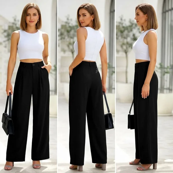 High-Waist Wide-Leg Suit Pants