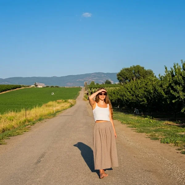 Gingham Maxi Skirt and White Ribbed Crop Top