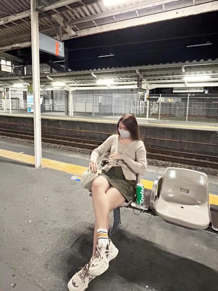 Olive Mini Skirt with Knit Cardigan