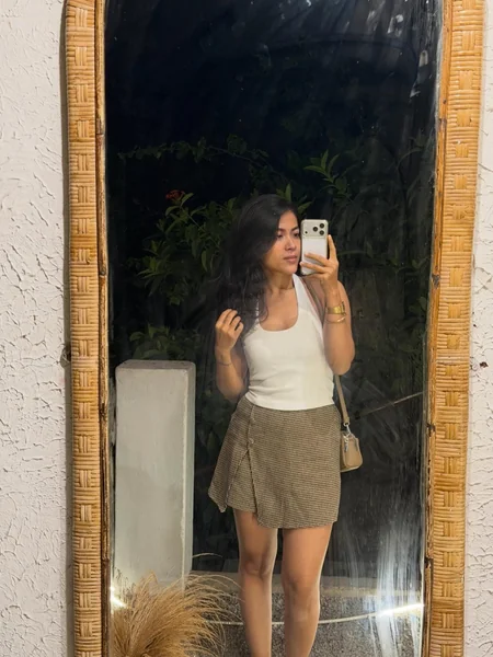 Checked Mini Skirt with Tank Top