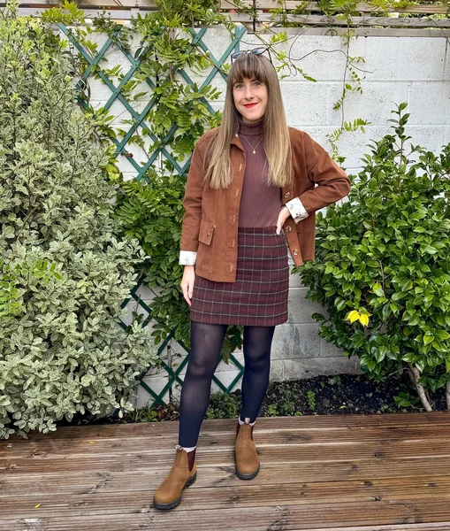 Burgundy Plaid Mini Skirt Outfit