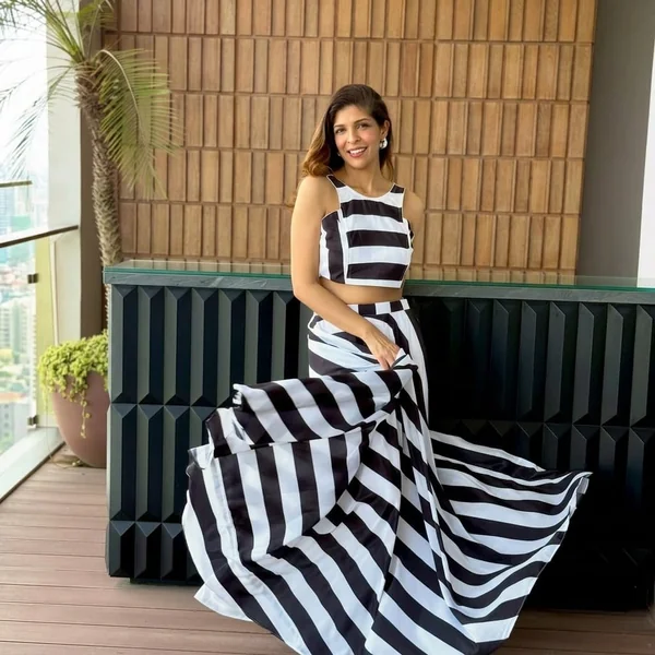 Striped Two-Piece Maxi Skirt Set