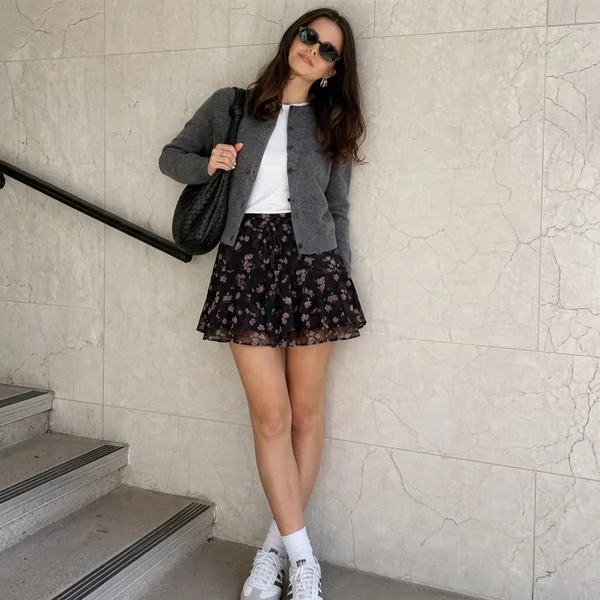 Dark Floral Mini Skirt