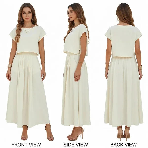 Chic Maxi Skirt Set with Pockets