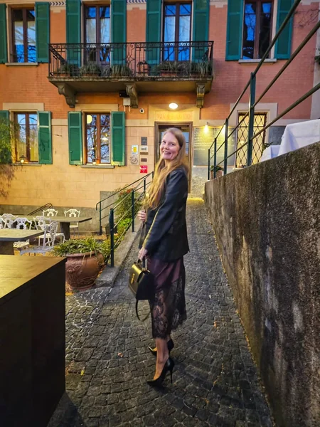 Black Lace Skirt with Leather Blazer