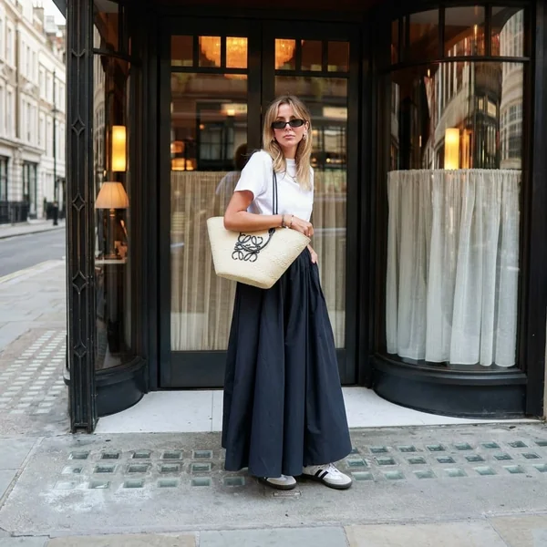Black Poplin Maxi Skirt