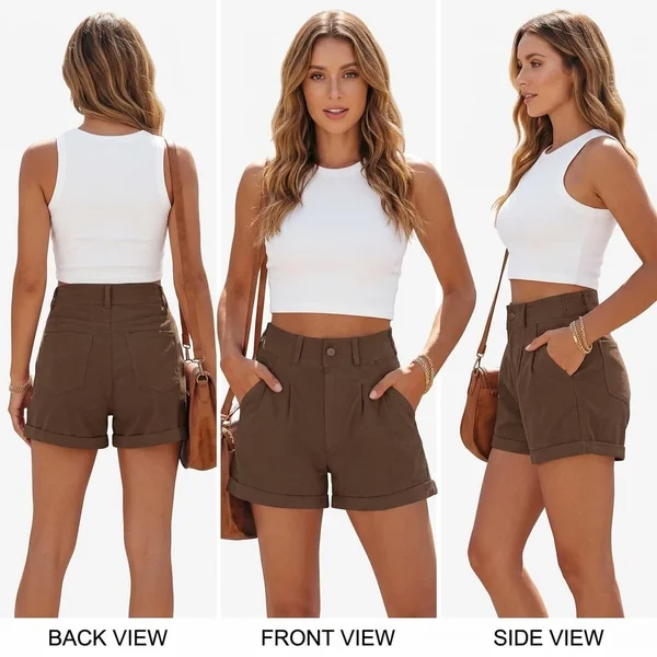 Tailored High-Waist Denim Shorts
