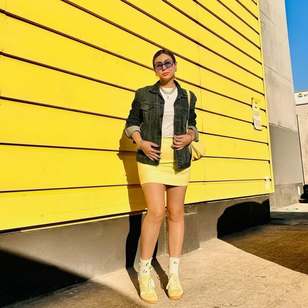 Cropped Denim Jacket & Pastel Mini Skirt
