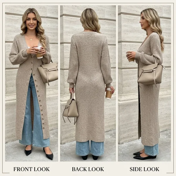 Chunky Knit Cardigan Dress Look