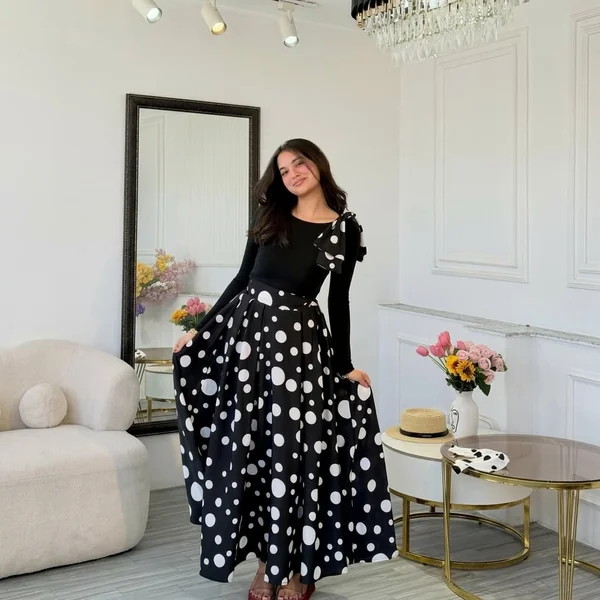 Dramatic Monochrome Polka Dot Skirt