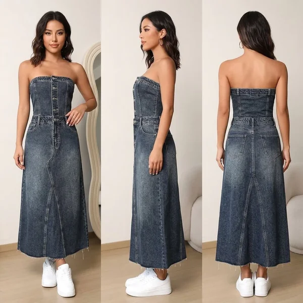 Strapless Denim Tube Dress