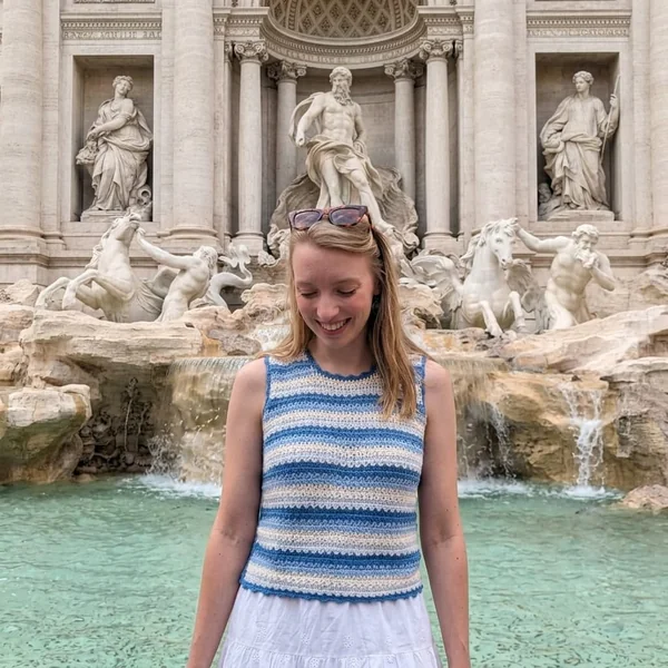 Striped Knit Crop Top and White Tiered Skirt