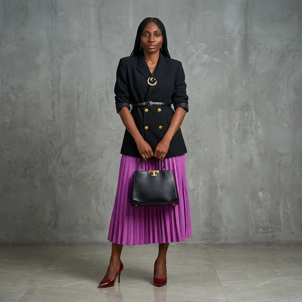 Orchid Pink Pleated Midi with Belted Blazer