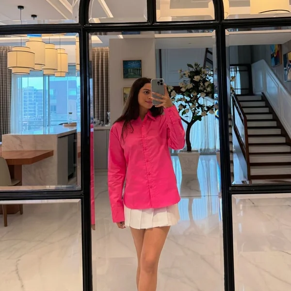 Pleated Skirt and Vibrant Poplin Shirt
