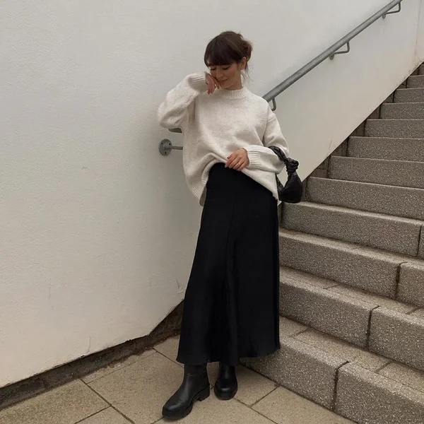 Monochrome Satin Maxi Styling