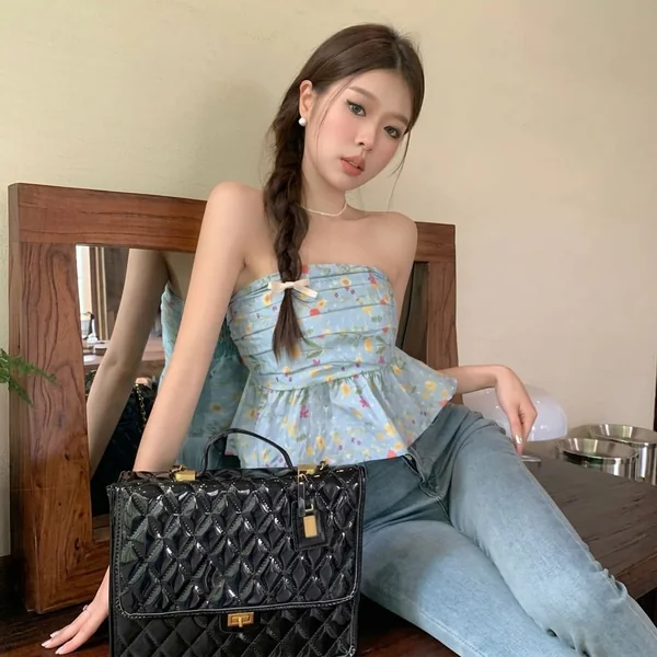 Floral Peplum Tube Top